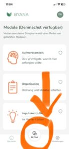 Screenshot von BYANA Chat Bot