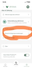 BYANA Benachrichtigungen verwalten